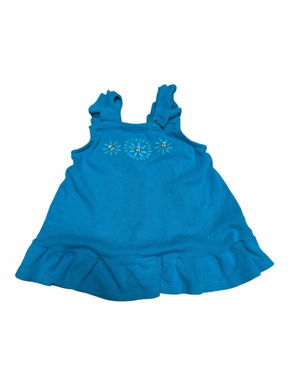 Gymboree Girls 3T Turquoise Ruffle Sleeveless Tank Top Cotton Summer Casual